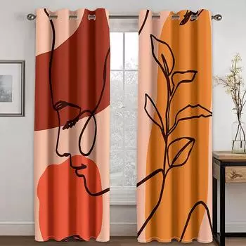 Абстрактное искусство Anthestic Boho Morandi Window Curtains Blinds For Living Room Bedroom Bathroom Cuicten Office Door Home Decor2Pcs W65X60H(cm)X2Pcs&Hook