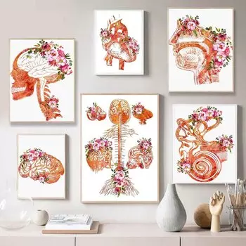 Абстрактное искусство человеческого тела, печать на холсте, настенная живопись, наука и образование, плакат, классная комната, учеба, украшение дома, фреска, без рамки 21*30cm No Frame