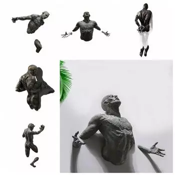 Абстрактное искусство из смолы Скульптура 3D Сквозная стена Изделия из смолы Ретро-стена Фигура Статуя Внутреннее 5