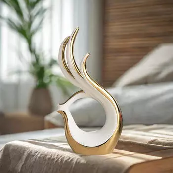 Абстрактное искусство Керамическая статуэтка Украшение стола Новинка Фигурка Домашний акцент Декор Black gold