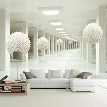Абстрактное искусство, космические обои с белым шаром, 3D фотообои, роскошные белые фотообои в современном европейском стиле для гостиной и спальни 200 cm(W) x 140 cm(H)