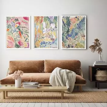 Абстрактное искусство, красочные линии, акриловая фотография, матовая печать, три набора масла для печати в гостиной 21cm30cm NoFrame