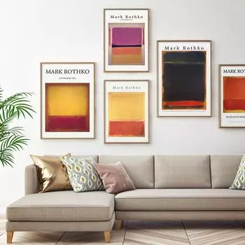 Абстрактное искусство Марка Ротко Музейная выставка Плакат Печать на холсте Картина Настенная живопись Картина Гостиная Современное украшение дома 21cm30cm NoFrame