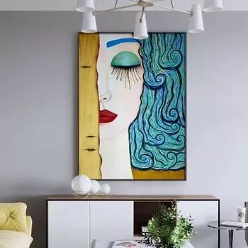 Абстрактное искусство персонажа Картина Гостиная Фреска Плакат Фреска Современное роскошное украшение Картина Украшение дома 20x30cm no frame синий