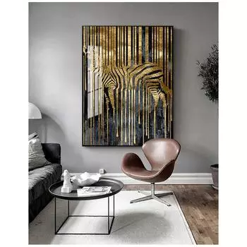 Абстрактное искусство, постер с золотой зеброй, скандинавский современный стиль, холст, картины для гостиной, спальни, декоративная живопись без рамы 21x30cm No Frame