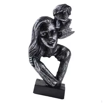 Абстрактное искусство Скульптура пары Поцелуй Домашний интерьер Поцелуй Статуя любовника Любовь Vintage Silvery
