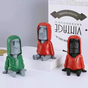 Абстрактное искусство Смола Моаи Держатели для мобильных телефонов Украшение острова Пасхи Подарки Скульптуры и статуэтки для украшения дома Роскошь