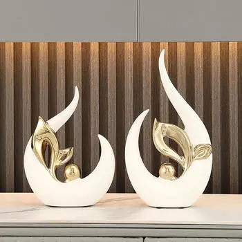 Абстрактное искусство Статуя Керамическая статуэтка Современный орнамент фэн-шуй Декоративный для шкафов зелёный