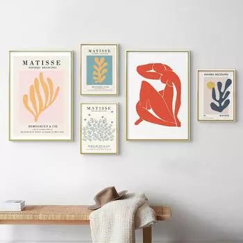 Абстрактное искусство вырез женского тела с принтом листьев Анри Матисса выставочный плакат холст живопись Настенный декор картина для гостиной 21cm30cm NoFrame