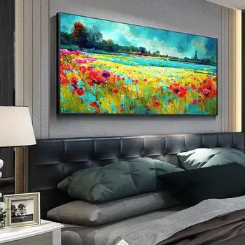 Абстрактное Красочное Цветочное Поле Холст Картина Маслом Эстамп Гостиная Украшение Стен Цветочный Пейзаж Плакат 20cm40cm NoFrame