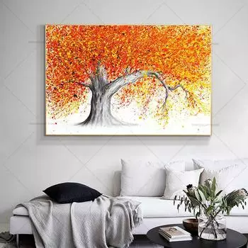 Абстрактное красочное дерево, печать на холсте, плакаты и эстамп, настенное искусство, современное скандинавское украшение для гостиной, живопись 21cm30cm NoFrame