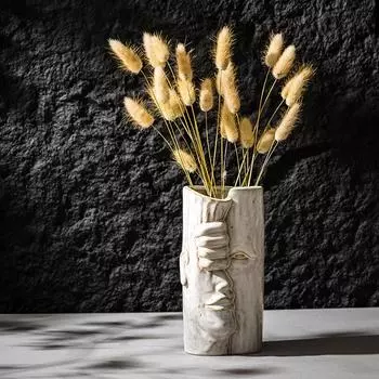 Абстрактное лицо керамическая ваза для пампасной травы сухоцвет контейнер ретро скандинавский ваби саби домашний книжный шкаф украшение стол белый