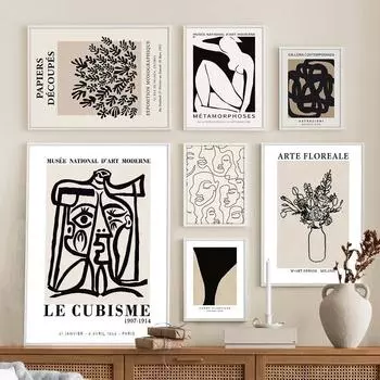 Абстрактное лицо, линия тела, цветочная картина на холсте, постеры, настенная художественная печать, фотографии для спальни, гостиной, интерьера, украшения дома 21x30cm No Framed