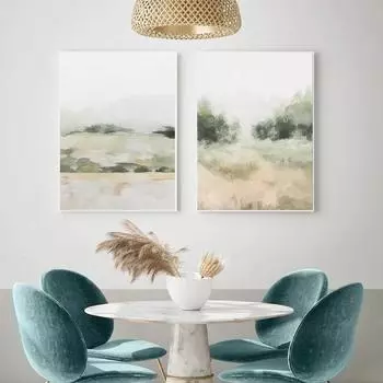 Абстрактное настенное искусство, фермерский дом, акварельные пейзажные постеры и принты, подарок для детского душа, луговая трава, домашний декор для детской комнаты для маленьких девочек 21x30cm No Framed