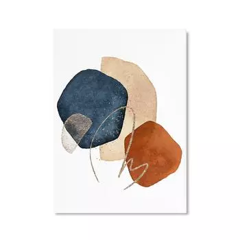Абстрактное настенное искусство Плакат Картина Ржавчина Золото Синий Акварель Терракотовые принты Современный Галерея Декор Скандинавские картины Гостиная Без рамки 21*30cm No Frame