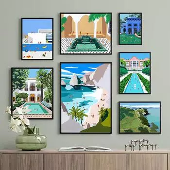 Абстрактное небо плавающий плакат плавающая девушка настенное искусство холст минимализм жизнь современные креативные принты картина для украшения гостиной 21x30cm No Framed