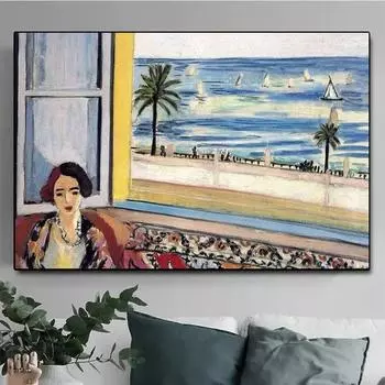 Абстрактное открытое окно, женская картина на холсте, известный художник Анри Матисс, настенный художественный постер, красочный декор для гостиной, фотографии без рамки 21*30cm