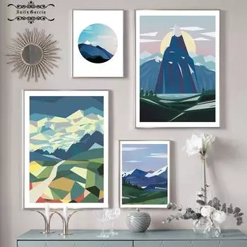 Абстрактное пейзажное альпийское настенное искусство, холст, живопись, скандинавские постеры и принты, декоративная картина, современное украшение для дома без рамки 21*30cm