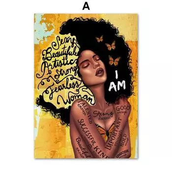 Абстрактное подсолнух, афро девушка, черная красавица, африканское искусство, холст, живопись, скандинавские постеры и принты, настенные панно, декор для гостиной, без рамки 21*30cm