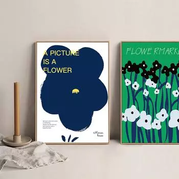 Абстрактное растение, эстамп, логический цветок, скандинавский зеленый холст, картина, ретро настенное искусство, дверь в гостиную 21cm30cm NoFrame