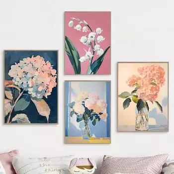 Абстрактное растение, красочный цветок, гортензия, лилия, цветущая вишня, постер, холст, картина, настенные картины, декор гостиной 21cm30cm NoFrame