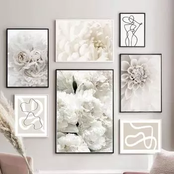 Абстрактное рисование линий, холст, постер, скандинавская настенная живопись, художественный принт, цветок, ботаническая простота, декоративная картина, домашний декор 21x30cm No Frame
