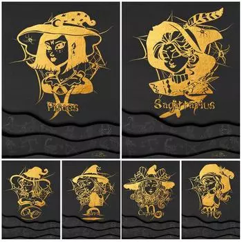 Абстрактное созвездие ведьмы, скандинавский плакат, настенная живопись для гостиной, художественная картина маслом, украшение для дома 21cm30cm NoFrame