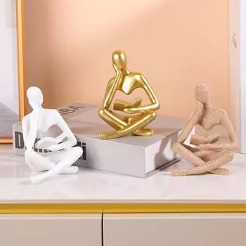 Абстрактное украшение из смолы «Мыслитель», нежные цвета, тонкие текстуры, реалистичные позы, легкие роскошные украшения для гостиной B светло-коричневого
