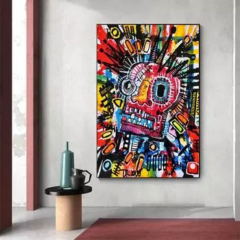 Абстрактное уличное граффити, художественная картина на холсте, поп-портрет, художественные постеры и принт, настенная художественная картина для гостиной, украшения дома 20x30cm