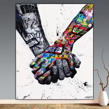 Абстрактное уличное граффити, художественный принт, любовник, поцелуй, холст, живопись, постеры и принты, ручная настенная картина для гостиной, домашний декор 21cm30cm NoFrame