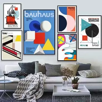 Абстрактное винтажное выставочное искусство Баухауза, холст, картины, плакаты и принты, настенные художественные картинки для украшения гостиной, Куадрос 21x30 No Frame