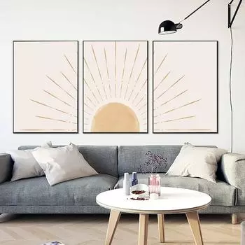 Абстрактное восходящее солнце, сцена в стиле бохо, печать на холсте, живопись, настенные художественные фотографии, постеры для гостиной, домашний декор, без рамки 21cm30cm No Frame