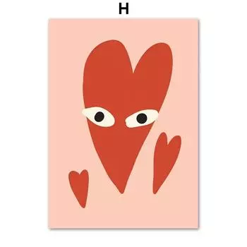 Абстрактное Женское Лицо Солнце Сердце Настенное Искусство Скандинавские Постеры и Принты Настенные Картины для Декора Гостиной Спальни Холст 21cm30cm NoFrame