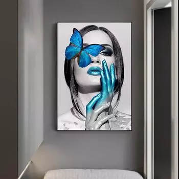 Абстрактное женское тело, бабочка, холст, живопись, постеры и принты, настенные панно для гостиной, современный домашний декор, настенное искусство 21cm30cm NoFrame