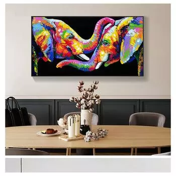 Абстрактное животное, красочная картина маслом слона, настенный художественный постер и гравюра для любителей украшения гостиной 20cm40cm NoFrame