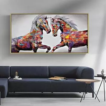 Абстрактное животное Лев Тигр Лошадь Холст Картина Настенная художественная роспись Стена Гостиная Плакаты и печать Украшение дома 21cm30cm NoFrame