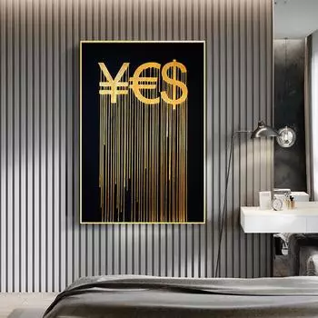 Абстрактное золото юаней в евро и долларах США, картина маслом, постер для гостиной, декоративное настенное искусство 21cm30cm NoFrame