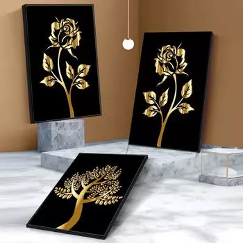 Абстрактное Золотое Цветочное Дерево Холст Картины Современные Роскошные Произведения Искусства Плакаты Печатает Сюрреализм Классические Настенные Картины Гостиная Украшения Дома 20x30cm No Frame белый