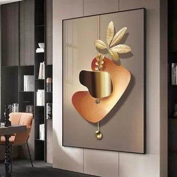 Абстрактное золотое растение, постеры с принтом, скандинавский цветок, холст, искусство, домашний декор, скандинавское украшение для спальни, настенная живопись, фотографии 21cm30cm NoFrame