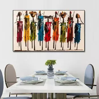 Абстрактные африканские женщины, картины маслом на холсте, постеры и принты, настенные портреты, картины для гостиной, домашний декор, без рамки 20*40cm No Frame