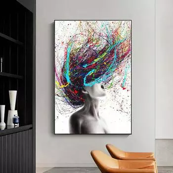 Абстрактные акварельные волосы, женская фигура, холст, живопись, современные постеры, принты, настенные художественные картинки для гостиной, Настенный декор, Cuadros 21x30cm No Frame