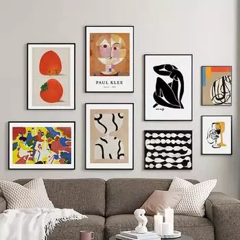 Абстрактные Анри Матисс Девушка Фрукты Геометрия Кривая Винтаж Плакаты Холст Картина Настенная картина Печать Картина Гостиная Домашний Декор A4 21X30cm No Framed
