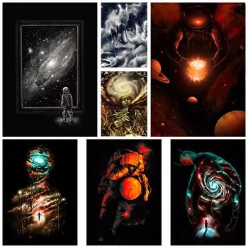 Абстрактные астронавты космические мечты плакаты настенная живопись белая бумага художественные принты картины настенный декор гостиная домашний бар украшение живопись 30x21cm