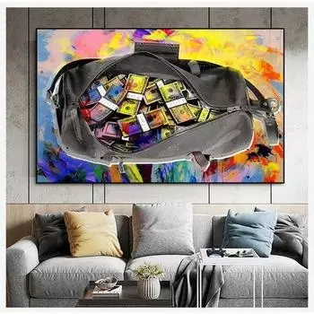 Абстрактные банкноты Цветной холст Печать Живопись Граффити Настенное искусство Плакат Современная скандинавская гостиная Домашнее украшение Без рамки 30x45cm No Frame