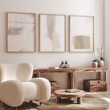 Абстрактные бежево-белые геометрические линии картины на холсте минималистский постер печать настенная живопись картина для гостиной домашний декор 21x30cm No Framed