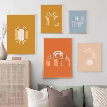 Абстрактные Бохо Современный Минималистский Плакат Принт Геометрическая Радуга Холст Картины Настенная Картина для Гостиной Украшения Дома 21cm30cm NoFrame