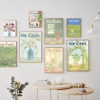 Абстрактные цветочные пейзажи The New Yorker, настенная живопись на холсте, плакаты на скандинавскую тему и принты, настенные панно для декора гостиной