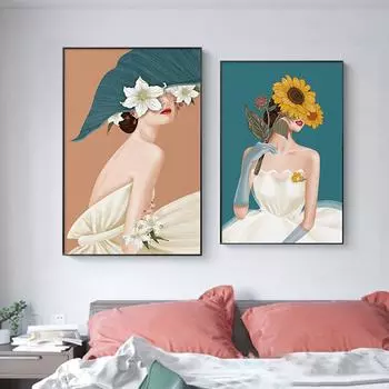 Абстрактные цветочные женские постеры и принты, сексуальные женские настенные художественные декоративные картины, скандинавские холсты, картины для интерьера, домашнего декора 21*30cm