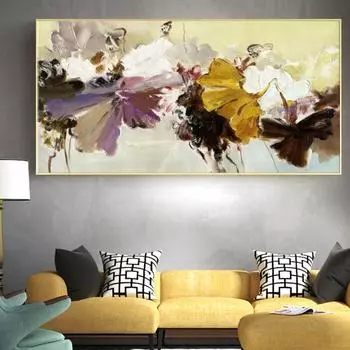 Абстрактные цветы холст картины абстрактные поп-арт холст плакаты и принты цветы современные картины для гостиной Куадрос фон 20x40cm