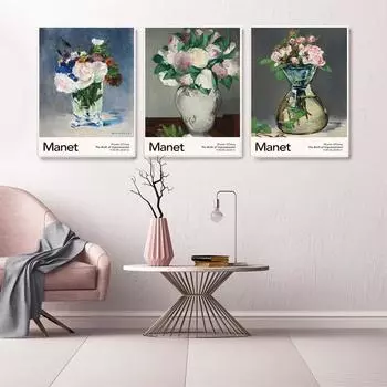 Абстрактные цветы, настенные художественные постеры, принты, пионы, мох, розы в вазе, выставка, холст, картина, картина для гостиной, домашний декор 21*30cm